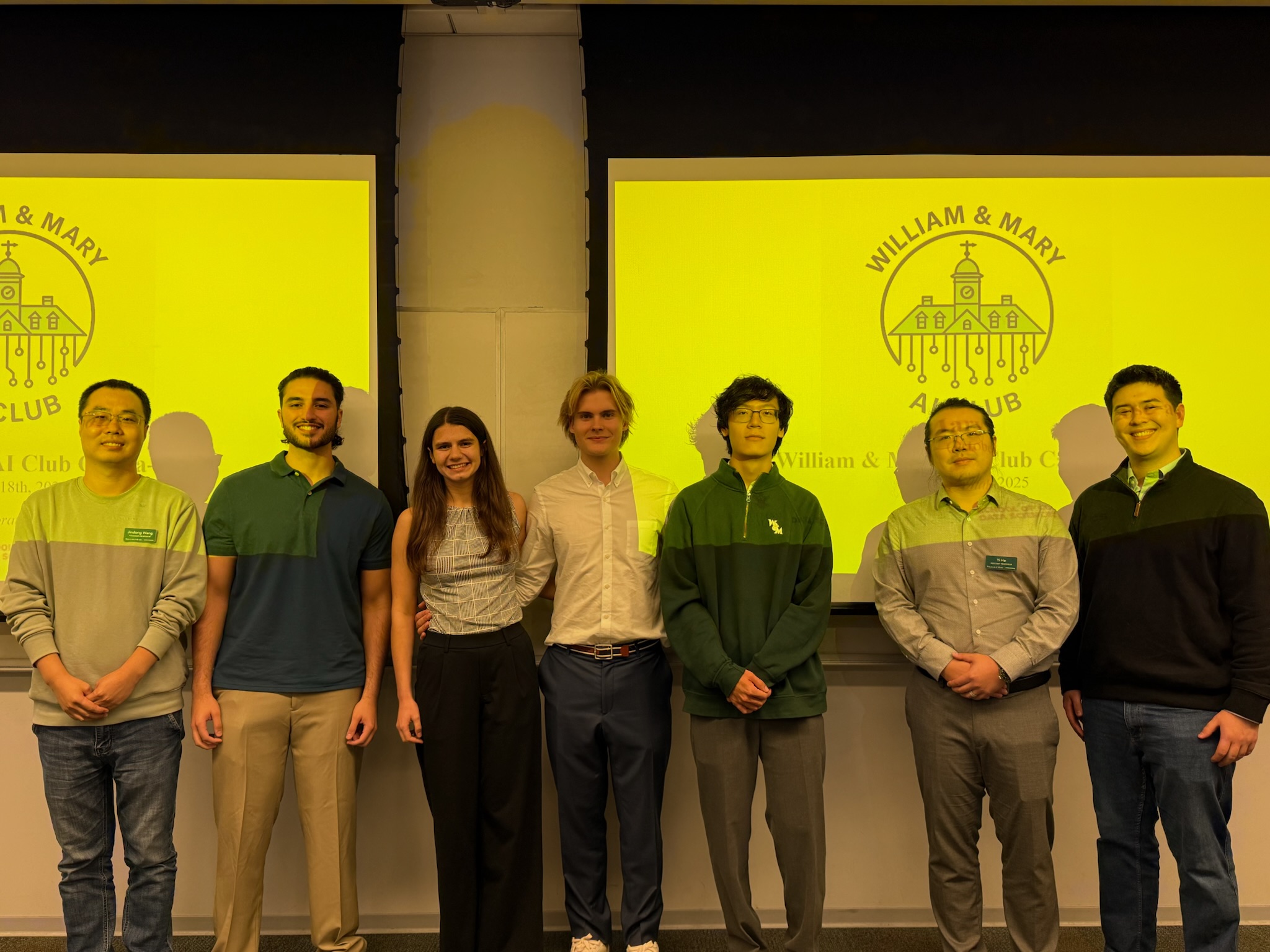 The winning team of Celia Schaefers, Michael Wang and Pierce Reisig pose for a picture with faculty advisors.